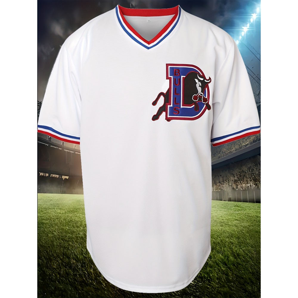 Men's #White8 Polyester Baseball Jersey, Embroidered Letter, V-Neck, Slight Stretch, Loose Fit, for Casual, Sports, Outdoor Activities, And Seasonal Celebrations, SizS--XXXL Men's #White8 Polyester Baseball Jersey, Embroidered Letter, V-Neck, Slight Stretch, Loose Fit, for Casual, Sports, Outdoor Activities, And Seasonal Celebrations, SizS--XXXL
