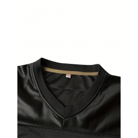 [Durable Build] Men's #16 Black American Football Jersey - Authentic V-Neck, Breathable Polyester, Sports Shirt for Team Training & Casual Wear - Machine Washable