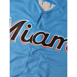 Men'S Baseball Shirt # 2 Light Blue Baseball Shirt Suitable For Training, Competitions, Team Sports, Spring/Summer/Autumn Wear S-3XL