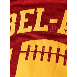 Men'S Red #14 Embroidered Football V-Neck Sports With Slight Stretch, Breathable Loose Fit For Casual, Outdoor, Hiking & Team Sports - Four Seasons Knit Fabric Shirt