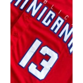 Men'S American # 13 Red Baseball Jersey, Suitable For Team Training And Street Activities, Worn In Spring, Summer, And Autumn, Size S-3XL