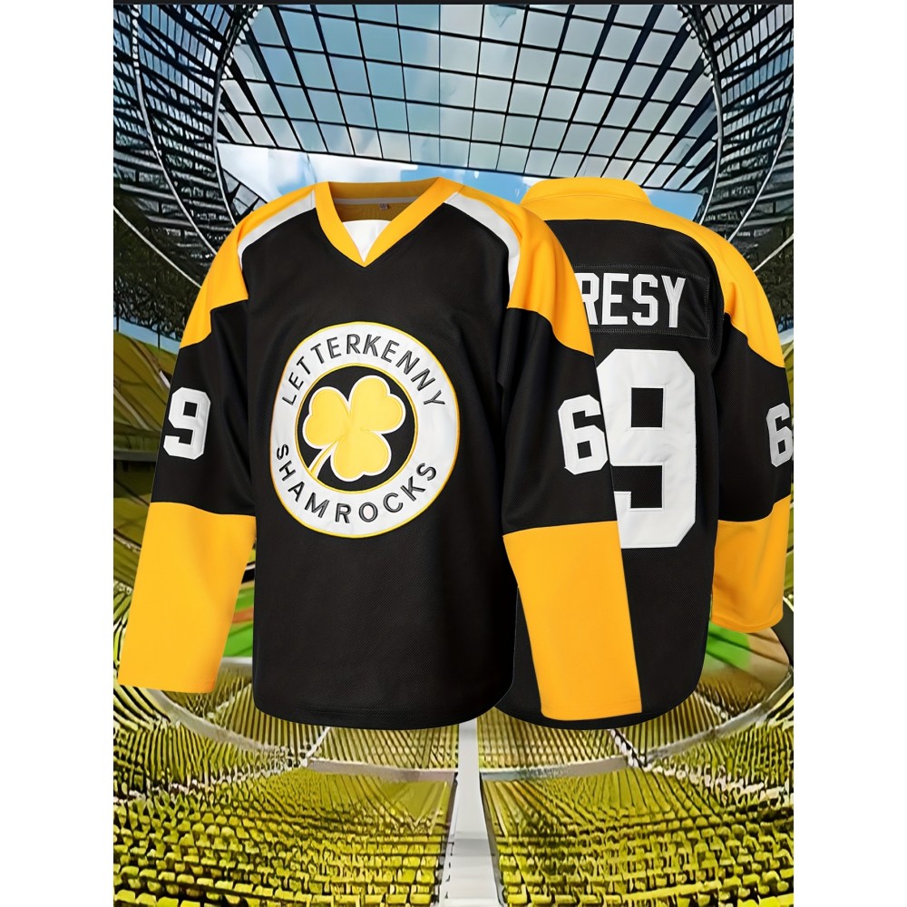 Men'S Black #96 Ice Hockey Jersey - Loose Embroidered Long Sleeves, Sporty, Fashionable, Casual, Breathable, Comfortable Streetwear For Everyday Activities Men'S Black #96 Ice Hockey Jersey - Loose Embroidered Long Sleeves, Sporty, Fashionable, Casual, Breathable, Comfortable Streetwear For Everyday Activities