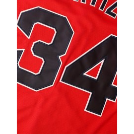 Men'S Baseball Shirt # 34 Red Baseball Shirt Suitable For Competition Training Team Sports S-3XL