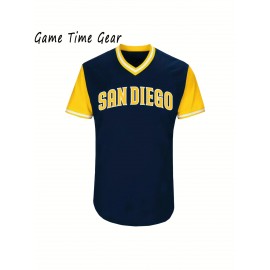 Men's Baseball Sweatshirt #13 Deep Blue V-Neck Polyester Letter Graphic Pullover, Loose Fit for Casual, Team Sports, Outdoor, and Casual Attire, Sizes S-3XL