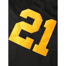 Men'S #21 Black Baseball Jersey - V-Neck, Polyester, Machine Washable - Perfect for Sports & Casual Wear