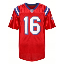 Stitched 16 Red Football Jersey With Loose Embroidery, Fashionable, Casual, And Street Breathable Football Jersey