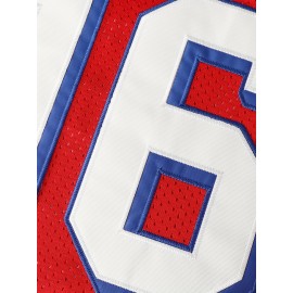 Stitched 16 Red Football Jersey With Loose Embroidery, Fashionable, Casual, And Street Breathable Football Jersey