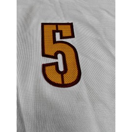 Men's Red #5 Breathable Rugby Jersey - V-Neck Short Sleeve Embroidered American Football Shirt, Loose Fit All-Season Training Top for Sports, Outdoor & Casual Wear, Durable Sports Fabric