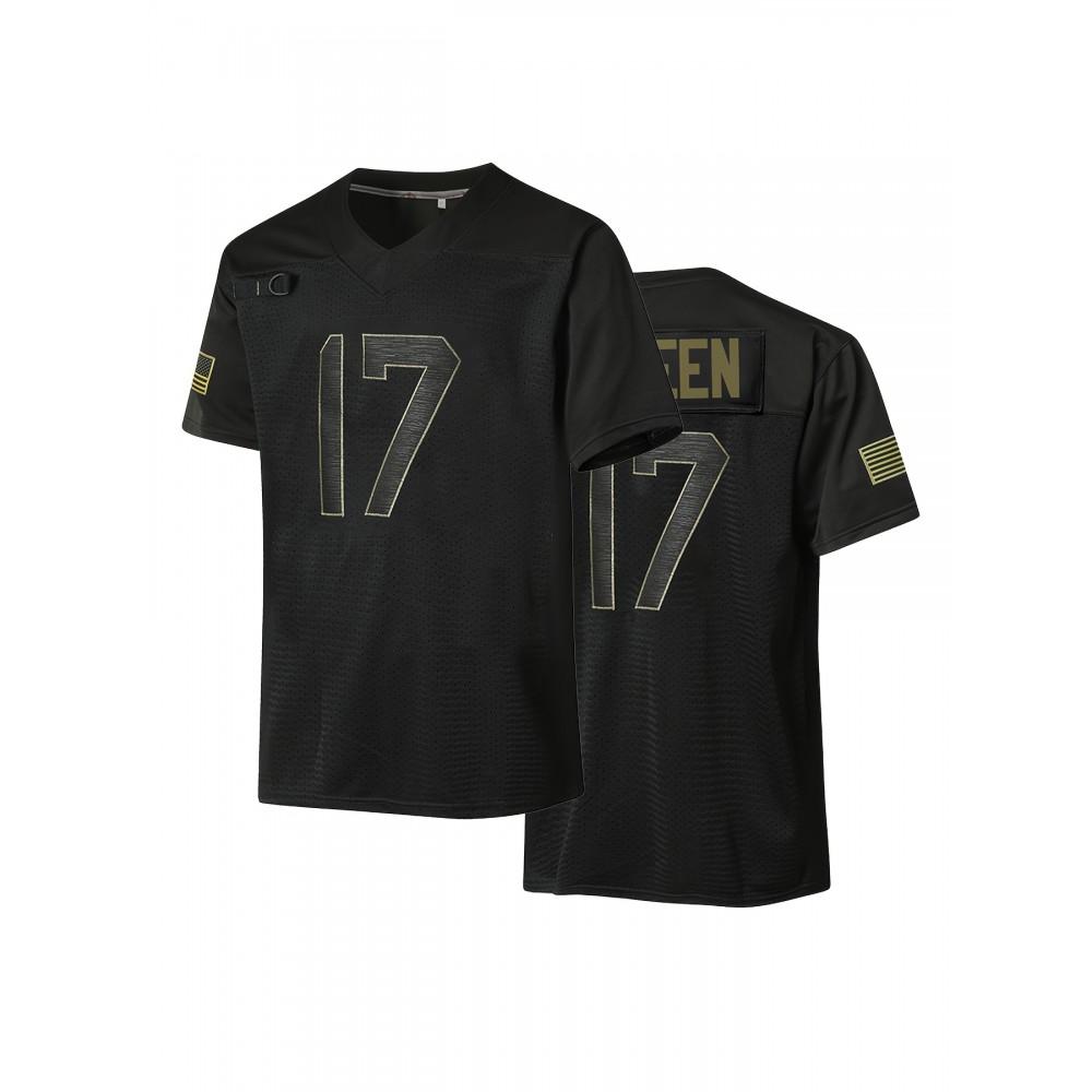 Men'S Sports Polyester Jersey #17 - V-Neck, Embroidered, Slight Stretch, All Seasons, Casual Outdoor & Training Top Men'S Sports Polyester Jersey #17 - V-Neck, Embroidered, Slight Stretch, All Seasons, Casual Outdoor & Training Top
