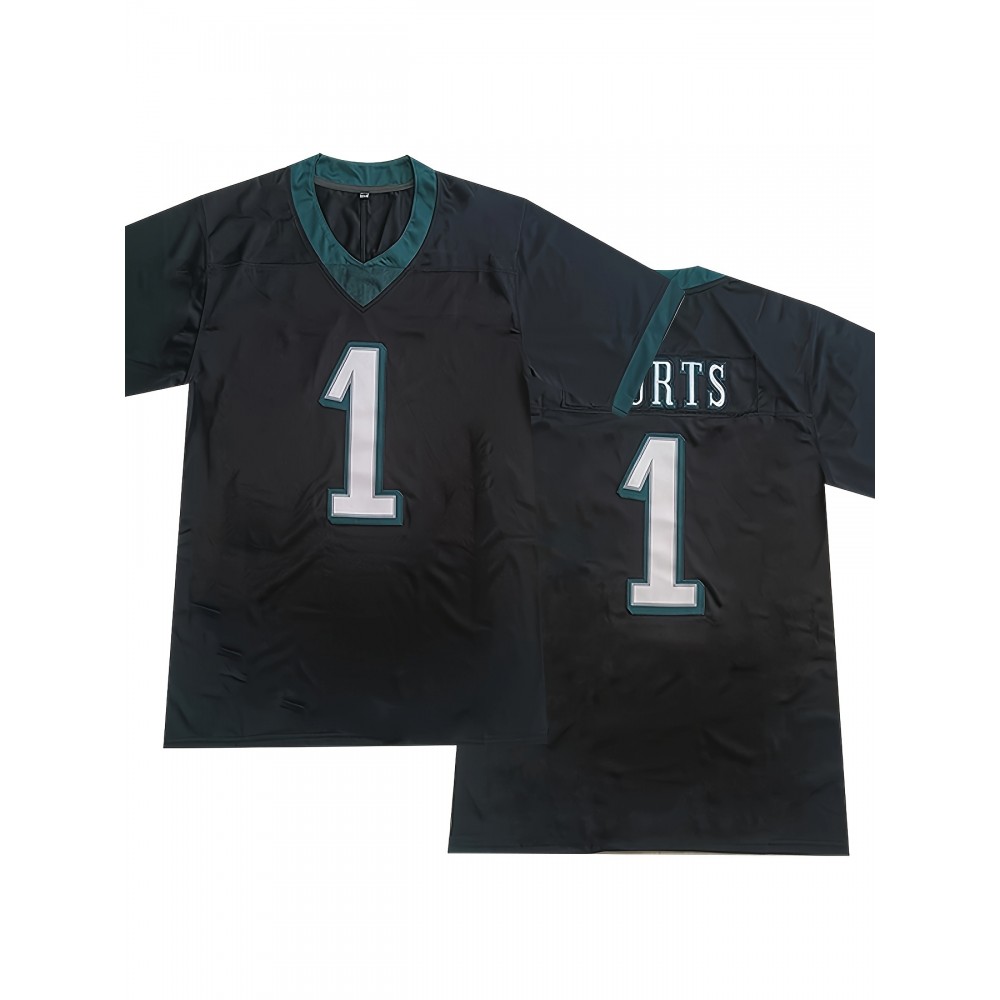 Men'S Polyester Sports Jersey with Embroidered Number 1 - Loose Fit V-Neck Athletic Shirt for Casual, Running, Training - Four Seasons Knit Fabric, Slight Stretch, Universal Size Men'S Polyester Sports Jersey with Embroidered Number 1 - Loose Fit V-Neck Athletic Shirt for Casual, Running, Training - Four Seasons Knit Fabric, Slight Stretch, Universal Size