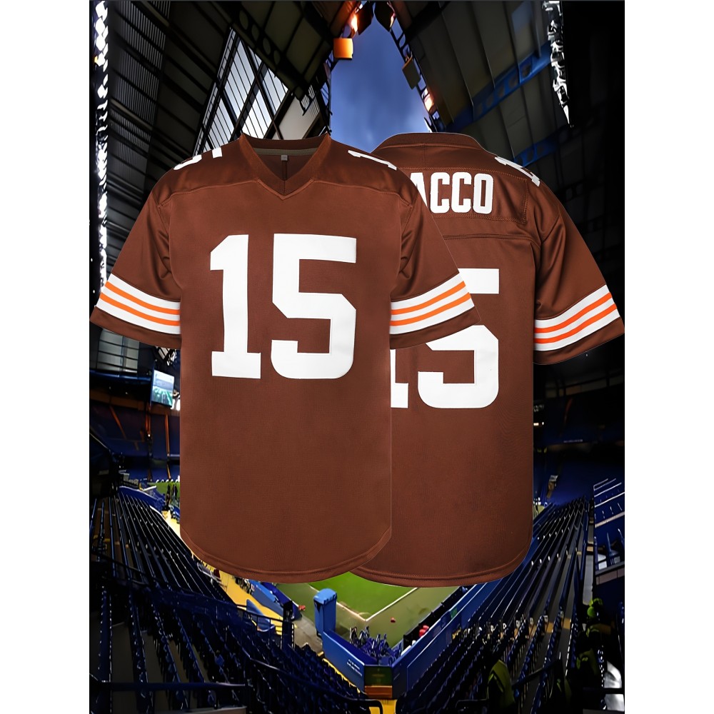 Men'S # 15 Brown Rugby Sweatshirt Suitable For Training, Competitions, Team Sports S-XXXL Men'S # 15 Brown Rugby Sweatshirt Suitable For Training, Competitions, Team Sports S-XXXL