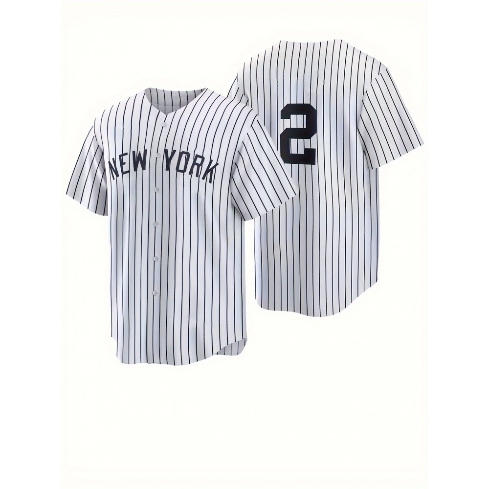 Men's New York 2 Baseball Jersey - Sporty V-Neck Button- Shirt with Pinstripes, Loose Fit All-Season Athletic Apparel for Team Sports, Casual Outings & Halloween Parties, Durable Sportswear, Comfortable Clothing Men's New York 2 Baseball Jersey - Sporty V-Neck Button- Shirt with Pinstripes, Loose Fit All-Season Athletic Apparel for Team Sports, Casual Outings & Halloween Parties, Durable Sportswear, Comfortable Clothing