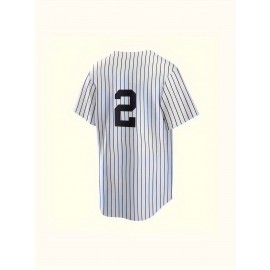 Men's New York 2 Baseball Jersey - Sporty V-Neck Button- Shirt with Pinstripes, Loose Fit All-Season Athletic Apparel for Team Sports, Casual Outings & Halloween Parties, Durable Sportswear, Comfortable Clothing