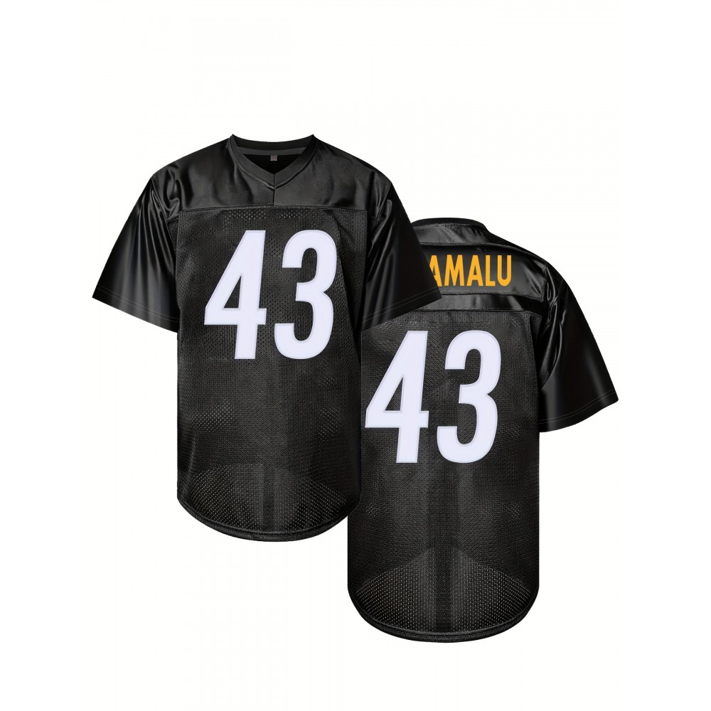 Men'S #43 Embroidered Polyester Sports Jersey - V-Neck, Slight Stretch, Versatile for Running, Training, Hiking | Casual & Festive Outdoor Athletic Top Men'S #43 Embroidered Polyester Sports Jersey - V-Neck, Slight Stretch, Versatile for Running, Training, Hiking | Casual & Festive Outdoor Athletic Top