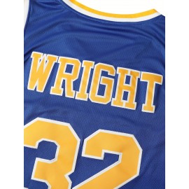 Men's #32 Embroidered Basketball Jersey - 100% Polyester, Stretch Fabric, V-Neck, Sleeveless Sports & Casual Wear for Adults and Teens - Machine Washable