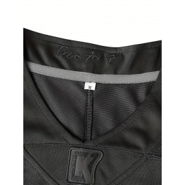 Men's #7 Embroidered Football Jersey - Breathable V-Neck Casual Sports Shirt for Outdoor Activities & Parties, Sizes S-XXXL, Black