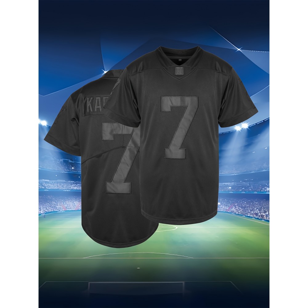 Men'S # 7 Embroidered Football Jacket - Breathable Casual V-neck Sweatshirt, Suitable For Outdoor Activities And Parties, Sizes S-XXXL Men'S # 7 Embroidered Football Jacket - Breathable Casual V-neck Sweatshirt, Suitable For Outdoor Activities And Parties, Sizes S-XXXL