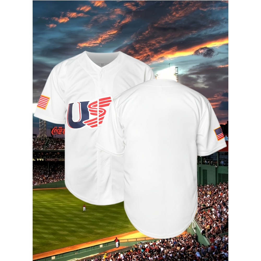 Baseball USA Blank White Embroidered Polyester Baseball Jersey, Suitable For Games And Training, Worn In Spring, Summer, And Autumn, Size S-3XL Baseball USA Blank White Embroidered Polyester Baseball Jersey, Suitable For Games And Training, Worn In Spring, Summer, And Autumn, Size S-3XL