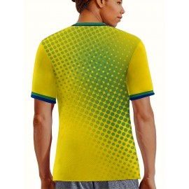 Women's Large Size Professional Sports Fabric Creative Pattern Print Brazil Home Soccer Jersey T-shirt, Soccer Jersey Flag Uniforms Shirts Breathable And Lightweight, Moisture-Wicking, As Gifts For Sports Fans