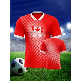 Women's Large Size Professional Sports Fabric Creative Pattern Print North American National Team Soccer Jersey T-shirt, Soccer Jersey Flag Uniforms Shirts, Breathable And Lightweight, Moisture-Wicking, As Gifts For Sports Fans
