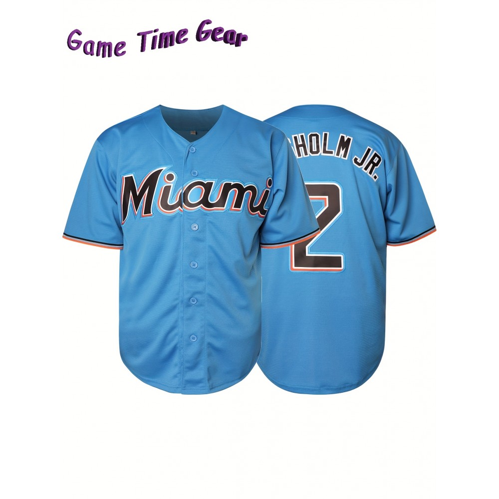Men'S Baseball Shirt # 2 Light Blue Baseball Shirt Suitable For Training, Competitions, Team Sports, Spring/Summer/Autumn Wear S-3XL Men'S Baseball Shirt # 2 Light Blue Baseball Shirt Suitable For Training, Competitions, Team Sports, Spring/Summer/Autumn Wear S-3XL