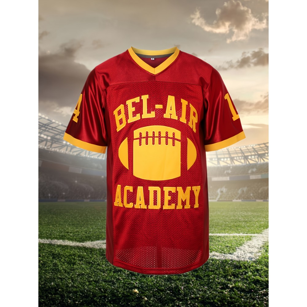 Men'S Red #14 Embroidered Football V-Neck Sports With Slight Stretch, Breathable Loose Fit For Casual, Outdoor, Hiking & Team Sports - Four Seasons Knit Fabric Shirt Men'S Red #14 Embroidered Football V-Neck Sports With Slight Stretch, Breathable Loose Fit For Casual, Outdoor, Hiking & Team Sports - Four Seasons Knit Fabric Shirt