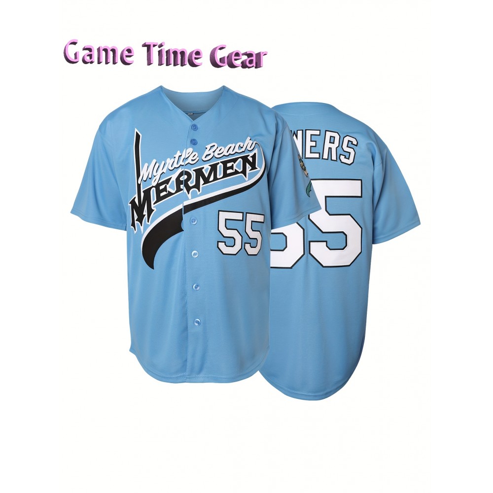 Men'S #55 Embroidered V-Neck Baseball Shirt, Polyester Knit Fabric, Loose Fit, Button Closure, Casual Sports Top for Team Sports, Fishing, Hiking, Running, Cycling - Perfect for Parties, Beach, Summer Events - Sizes S-XXXL Men'S #55 Embroidered V-Neck Baseball Shirt, Polyester Knit Fabric, Loose Fit, Button Closure, Casual Sports Top for Team Sports, Fishing, Hiking, Running, Cycling - Perfect for Parties, Beach, Summer Events - Sizes S-XXXL