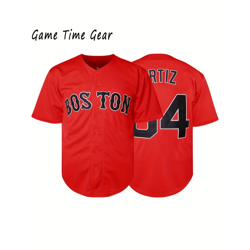 Men'S Baseball Shirt # 34 Red Baseball Shirt Suitable For Competition Training Team Sports S-3XL Men'S Baseball Shirt # 34 Red Baseball Shirt Suitable For Competition Training Team Sports S-3XL